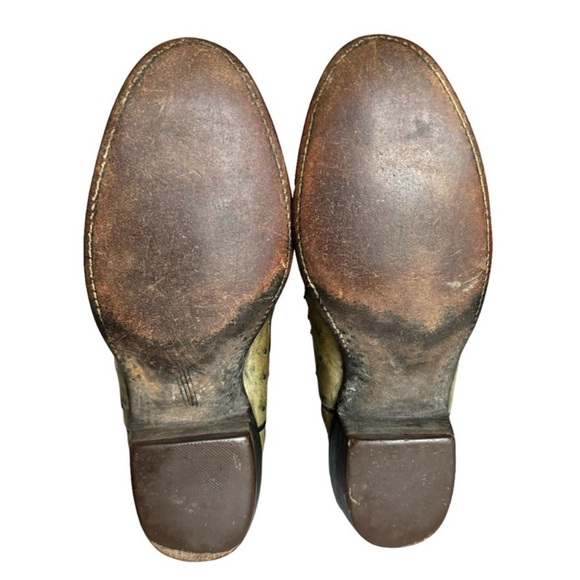Lucchese Ostrich Leather Two Tone Green Western Cowgirl Boots Women’s Size 7 B - Picture 8 of 14